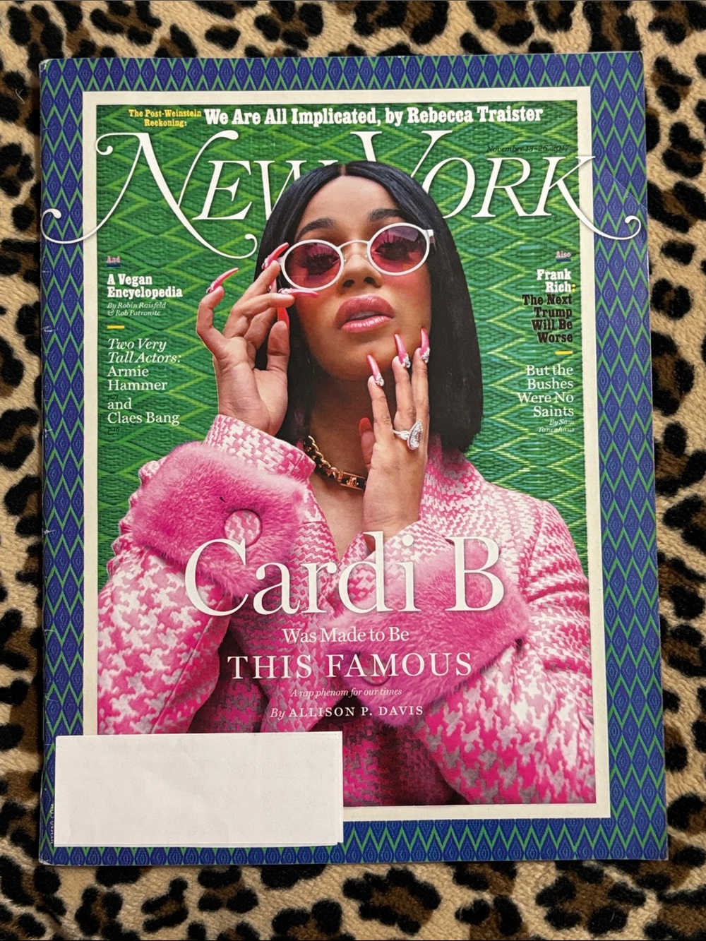 2017 CARDI B 💋 New York Magazine Issue Afro Latina Rap Pink Green Fashion NYC